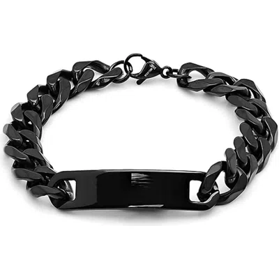 Steeltime Stainless Steel Ion Plated Id Bracelet In Black