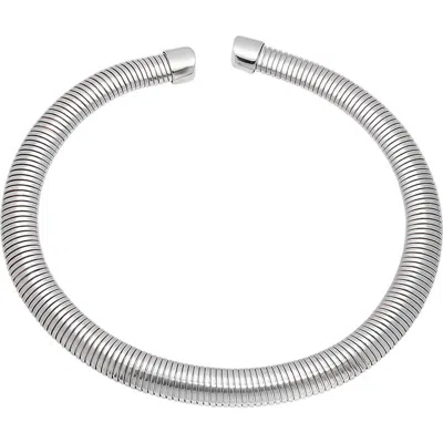 Steeltime Stainless Steel Omega Necklace In Silver