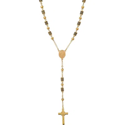 Steeltime Stainless Steel Rosary Necklace In Gold
