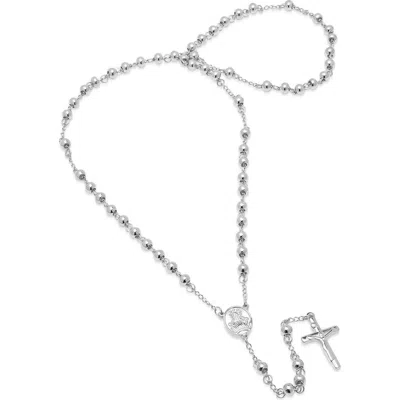 Steeltime Stainless Steel Rosary Necklace In Silver