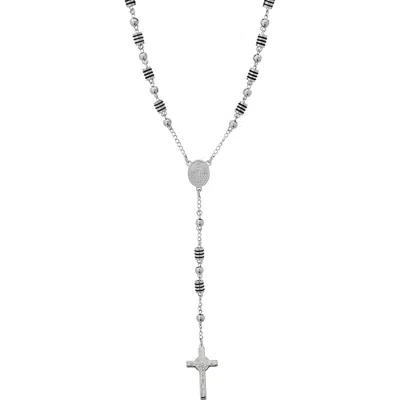 Steeltime Stainless Steel Rosary Necklace In Multi