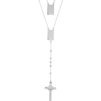 Steeltime Stainless Steel Scapular Necklace In Silver