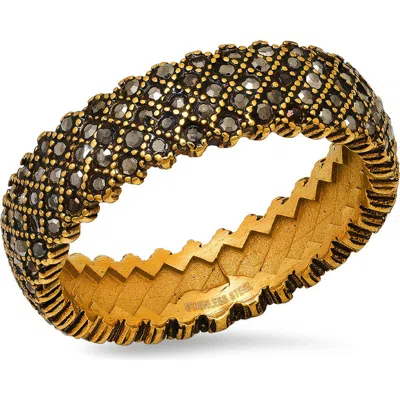 Steeltime Stainless Steel Stone Band Ring In Gold