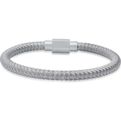 Steeltime Stainless Steel Wire Bracelet In Silver
