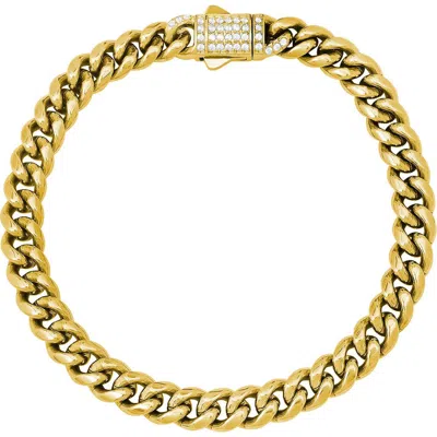 Steeltime Stone Accent Curb Chain Bracelet In Gold