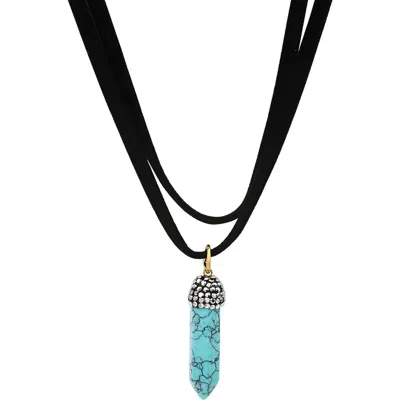 Steeltime Stone Layered Choker Necklace In Black