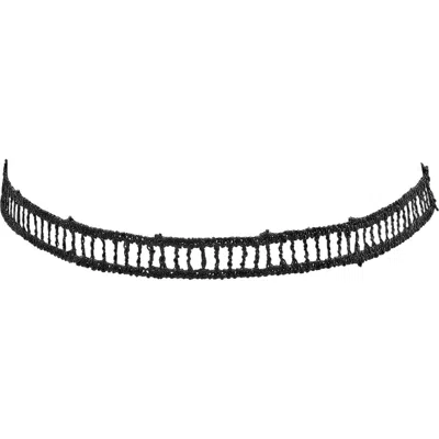 Steeltime Striped Lace Choker Necklace In Black
