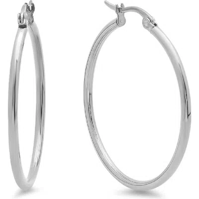 Steeltime Thick Hoop Earrings In Silver
