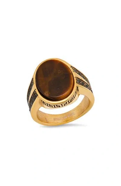 Steeltime Tiger's Eye Signet Ring In White
