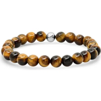 Steeltime Tiger's Eye Stretch Bracelet In Brown