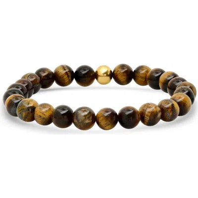 Steeltime Tiger's Eye Stretch Bracelet In Brown