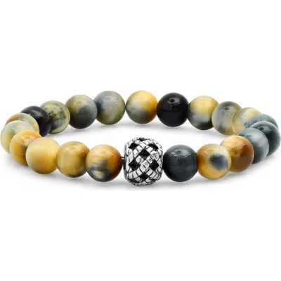Steeltime Tiger Eye Stretch Bracelet In Yellow