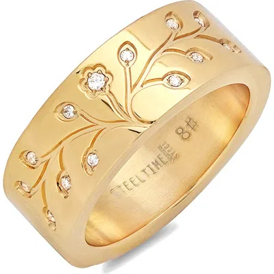 Steeltime Tree Of Life Band Ring In Gold