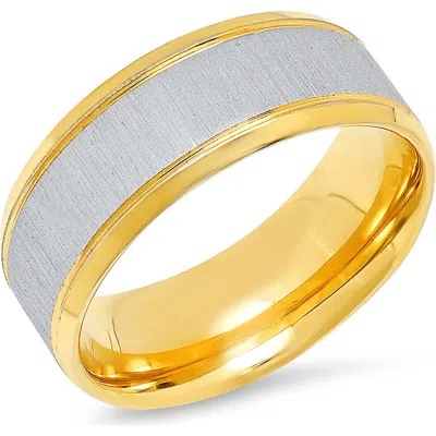 Steeltime Two Tone 18k Gold Plated Ring