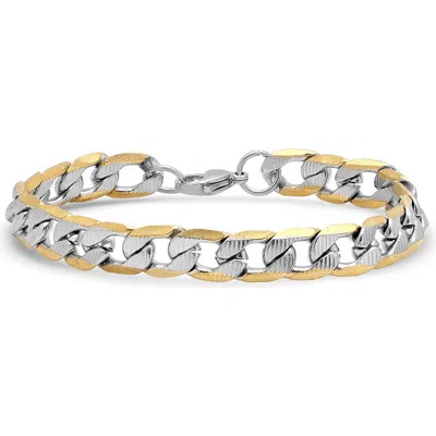 Steeltime Two Tone Curb Chain Bracelet In Gold
