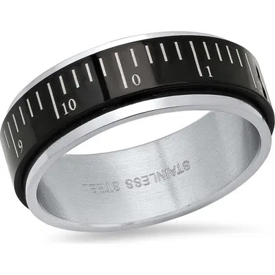 Steeltime Two Tone Spinner Ring In Black