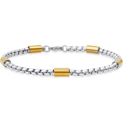 Steeltime Two Tone Stainless Steel Box Chain Bracelet In Multi