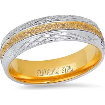 Steeltime Two Tone Stainless Steel Ring In Gold