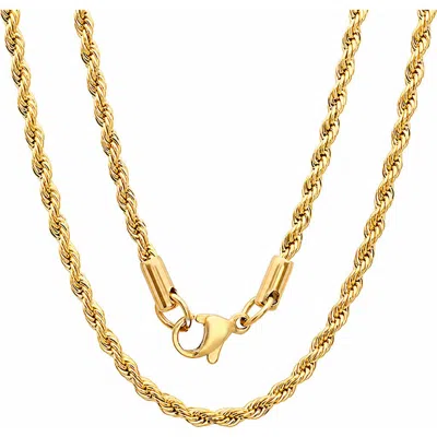 Steeltime Two Tone Stainless Steel Rope Chain Necklace In Gold