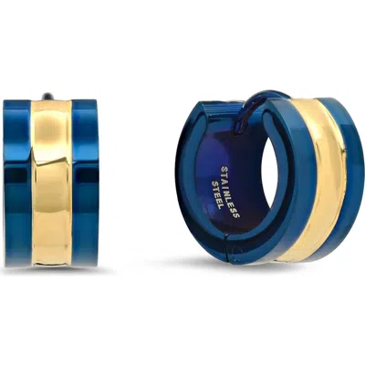Steeltime Two-tone 18k Gold Plated Stainless Steel Huggie Hoop Earrings