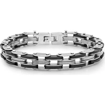 Steeltime Two-tone Bicycle Chain Bracelet In Silver