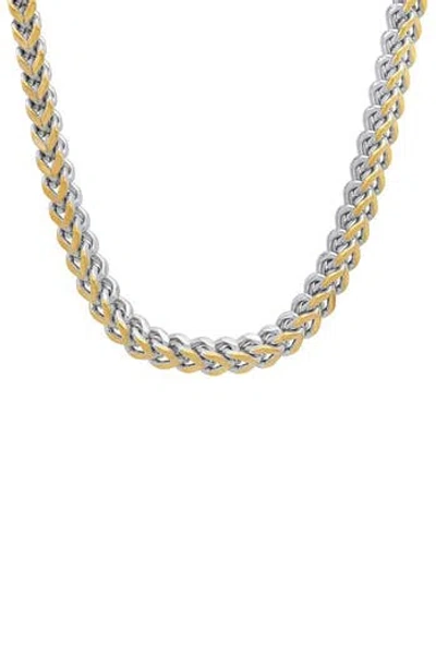 Steeltime Two-tone Stainless Steel Wheat Chain Necklace In Gold