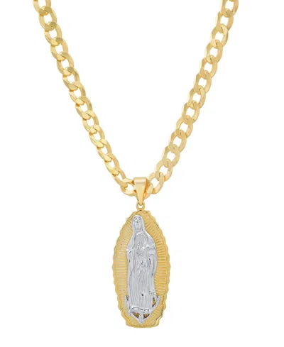 Steeltime Unisex 14k Gold Plated Our Lady Guadalupe Pendant Necklace