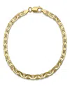 Steeltime Unisex 14k Gold Plated Sterling Silver 120 Mariner Superflat 8.5" Bracelet