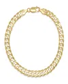Steeltime Unisex 14k Gold Plated Sterling Silver Diamond Cut Curb Link Chain Bracelet