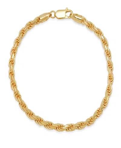 Steeltime Unisex 14k Gold Plated Sterling Silver Rope Chain Bracelet