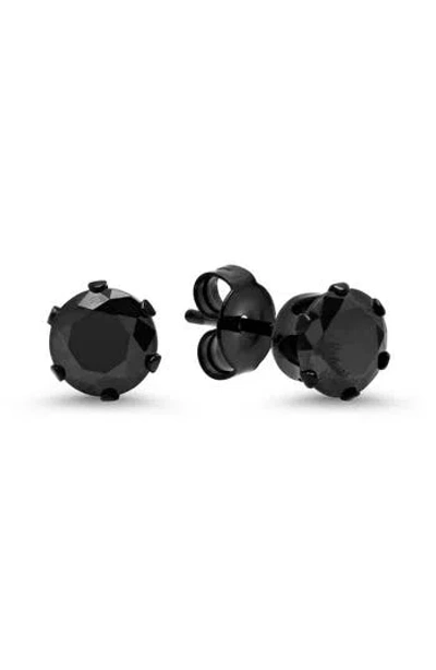 Steeltime Unisex Crystal Stud Earrings In Black