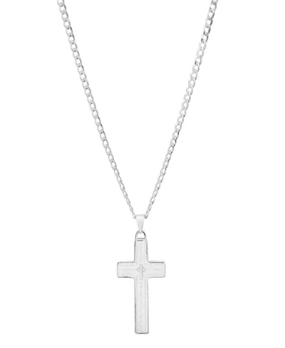 Steeltime Unisex Cuban Superflat Chain And Lord's Prayer Cross Pendant Necklace