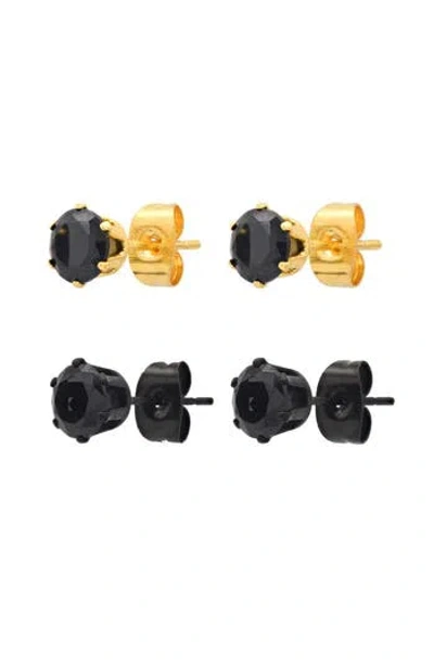 Steeltime Unisex Set Of 2 Assorted Stud Earrings In Yellow