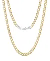 Steeltime Unisex Sterling Silver And 18k Gold Plated Diamond Cut Curb Link Necklace