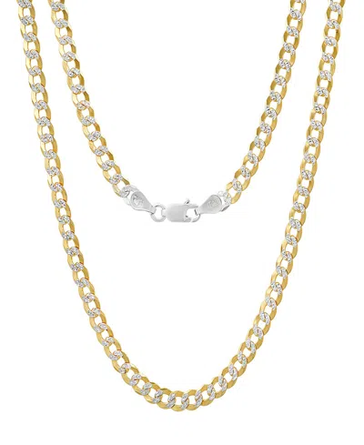 Steeltime Unisex Sterling Silver And 18k Gold Plated Diamond Cut Curb Link Necklace