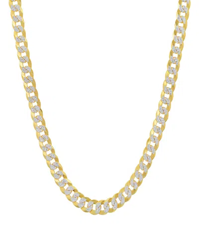 Steeltime Unisex Sterling Silver And 18k Gold Plated Diamond Cut Curb Link Necklace