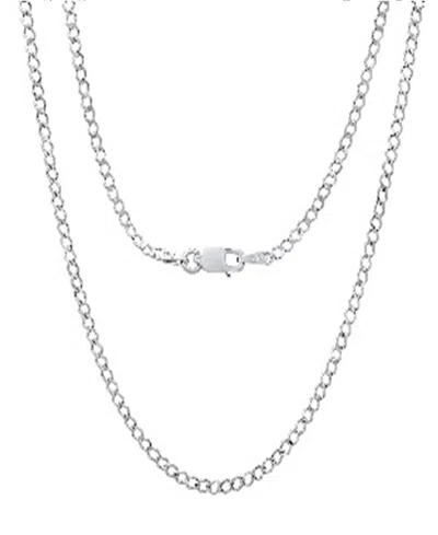 Steeltime Unisex Sterling Silver Cuban Flat Necklace