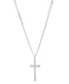 Steeltime Unisex Sterling Silver Cuban Superflat Chain And Cross Pendant Necklace