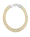 Steeltime Unisex Two-tone Sterling Silver And 18k Gold Plated Diamond Cut Curb Link Bracelet