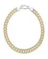 Steeltime Unisex Two-tone Sterling Silver And 18k Gold Plated Diamond Cut Curb Link Bracelet
