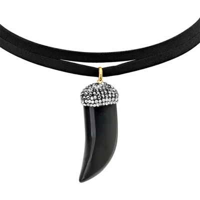 Steeltime Velvet Choker Necklace In Black