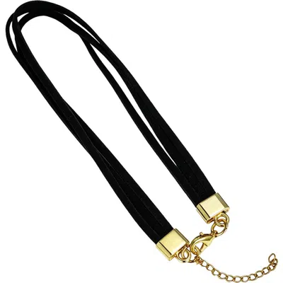 Steeltime Velvet Multi-strand Choker Necklace In Black