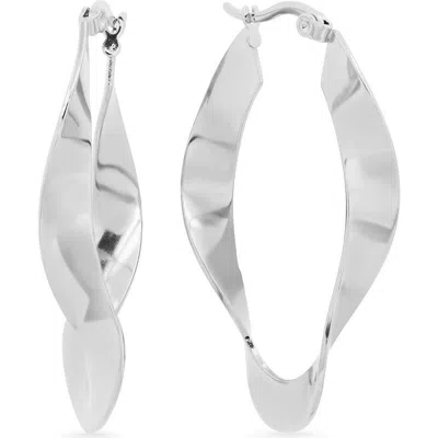 Steeltime Wavy Hoop Earrings In Silver