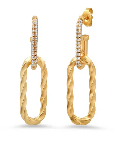 Steeltime Women's 18k Gold Plated Brass Paper Clip Simulated Diamonds Earrings