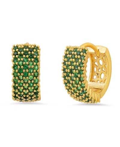 Steeltime Women's 18k Gold Plated Brass Simulated Diamonds Huggie Earrings