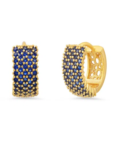 Steeltime Women's 18k Gold Plated Brass Simulated Diamonds Huggie Earrings