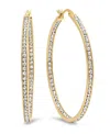 Steeltime Women's 18k Gold Plated Stainless Steel In And Out Simulated Diamond Hoop Earrings