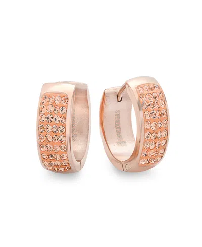 Steeltime Women's 18k Rose Gold Plated Huggie Earrings