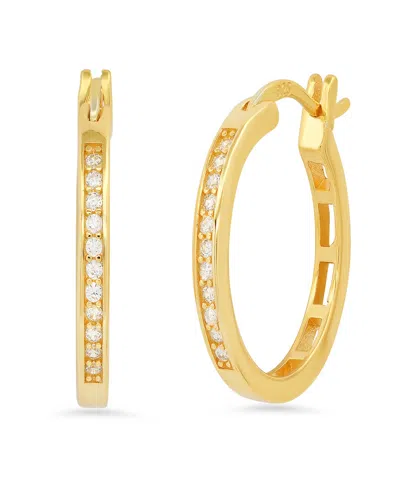 Steeltime Women's Plated Sterling Silver And Simulated Diamonds Hoops Huggie Earrings