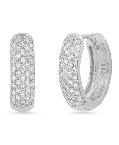 Steeltime Women's Simulated Diamonds Rounded Huggie Earrings